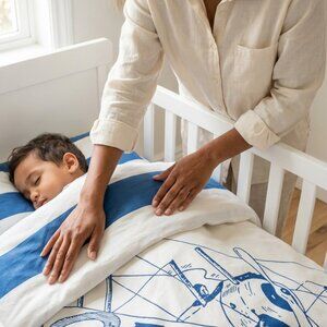 KIDS BEDDING ORGANIC COTTON BIPLANE DUVET COVER DOUBLE